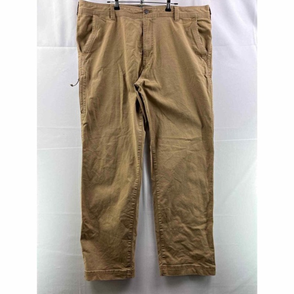 G.H.Bass & Co. Men Chino Pants 40X32 Tan Flat Front Slash Pocket Career Workwear